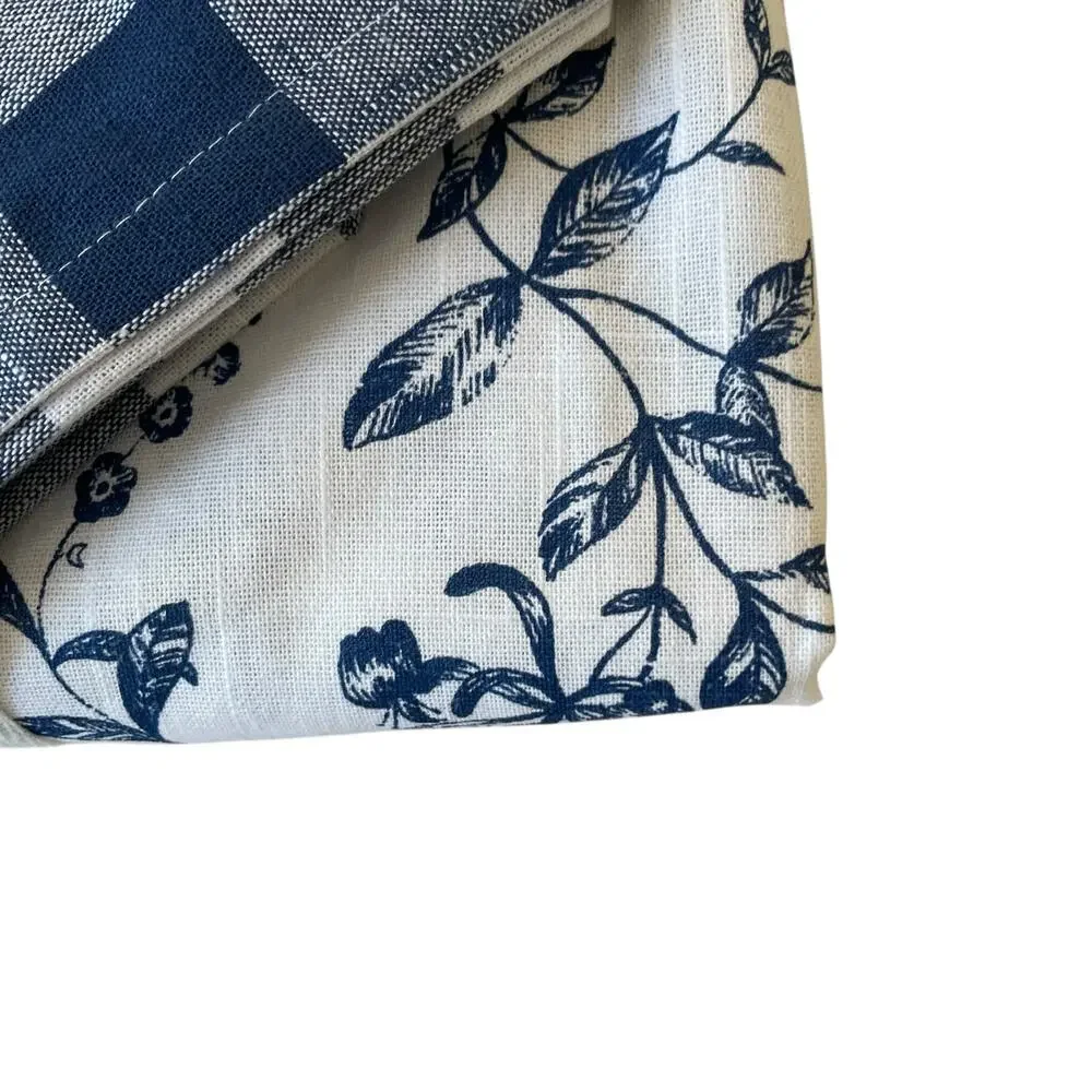 7pc Farmhouse Easter Bunny Tablecloth 60x84 Gingham Napkin Set Blue White NEW